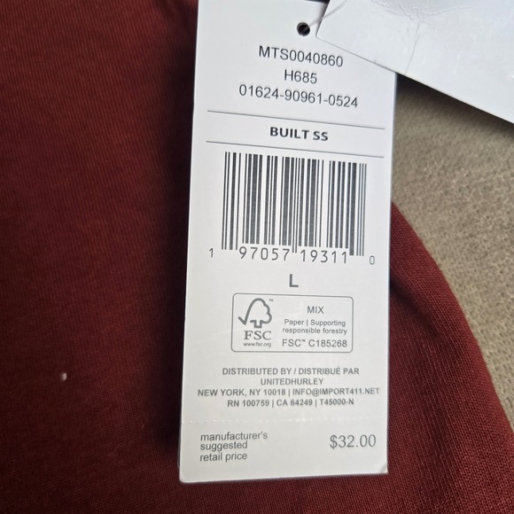 Hurley Supply Co Mens‎ Large Red Relaxed Fit Cotton T Shirt Built Collection - Picture 6 of 8